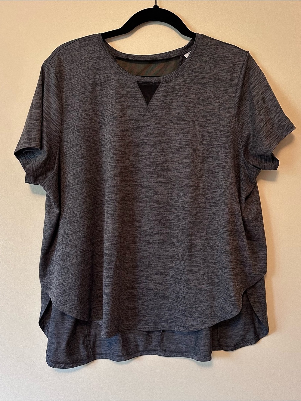Danskin Now Charcoal Heather Short Sleeve Yoga Top XL
